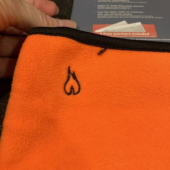 HotMocs Men's Fleece Gaitor Orange Face Mask & Neck Guard 2 Free Heat Packs NWT - Picture 5 of 9